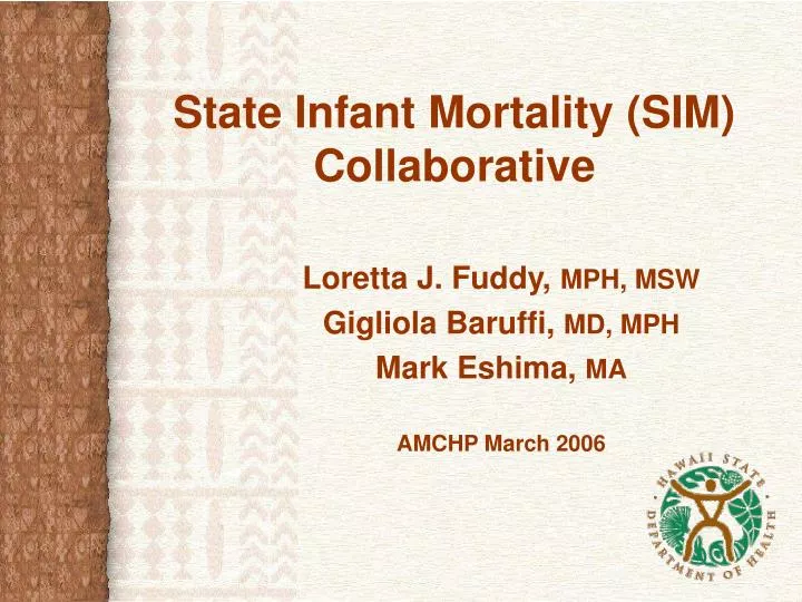 state infant mortality sim collaborative