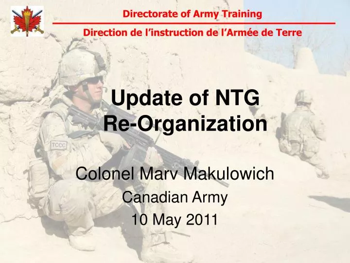 update of ntg re organization