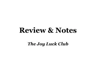 Review &amp; Notes