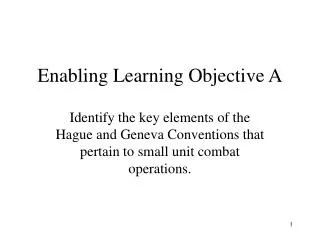 Enabling Learning Objective A