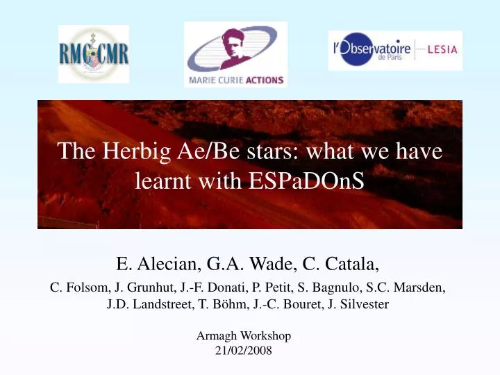 the herbig ae be stars what we have learnt with espadons