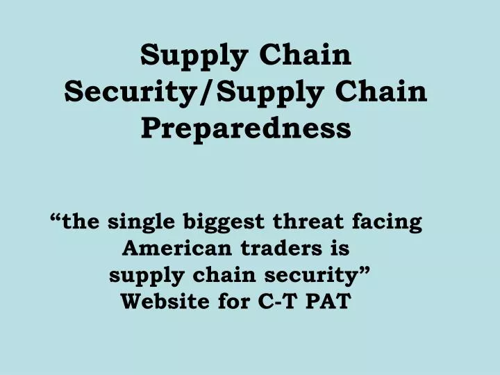 supply chain security supply chain preparedness