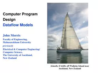 Computer Program Design Dataflow Models John Morris