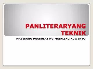 panliteraryang teknik