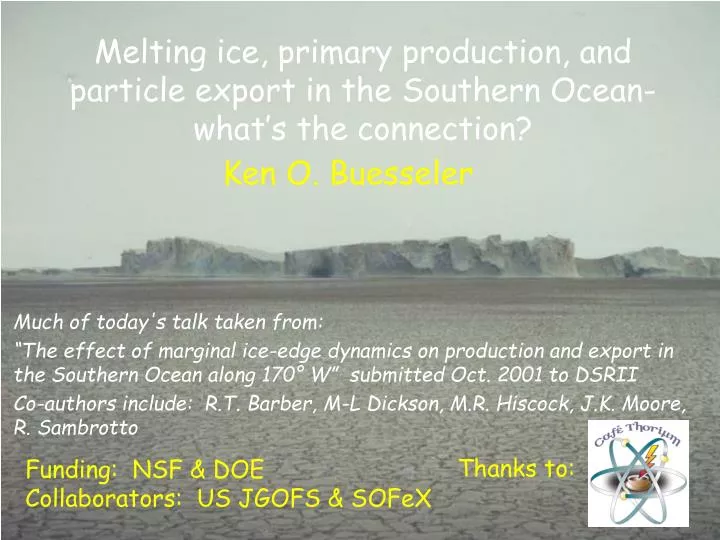 melting ice primary production and particle export in the southern ocean what s the connection
