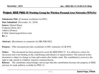 Project: IEEE P802.15 Working Group for Wireless Personal Area Networks (WPANs)