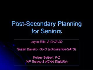 post secondary planning for seniors