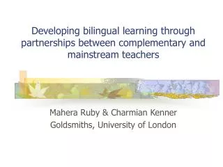 Developing bilingual learning through partnerships between complementary and mainstream teachers