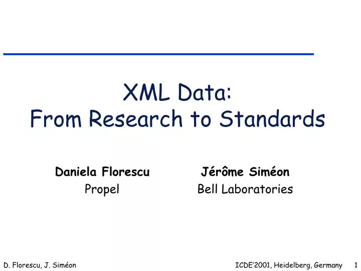 xml data from research to standards