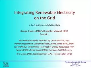 Integrating Renewable Electricity on the Grid