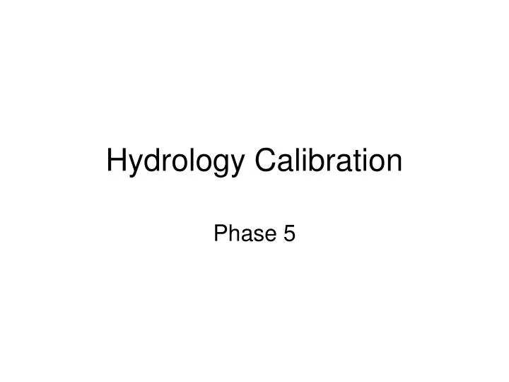 hydrology calibration
