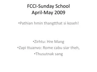 FCCI-Sunday School April-May 2009