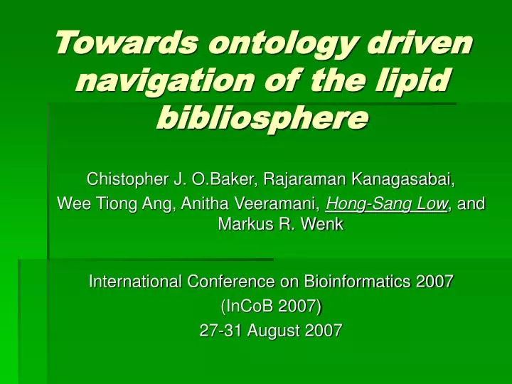 towards ontology driven navigation of the lipid bibliosphere