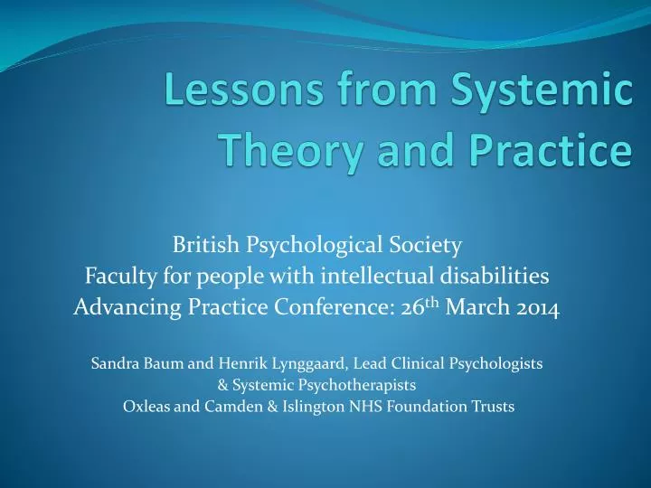 lessons from systemic theory and practice