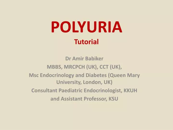 polyuria tutorial