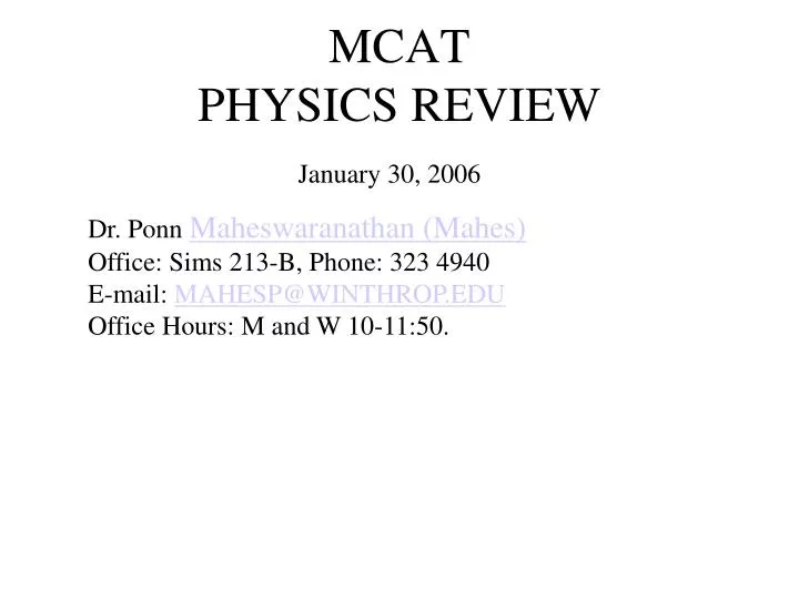 Power Units - Energy Of Point Object Systems - MCAT Content