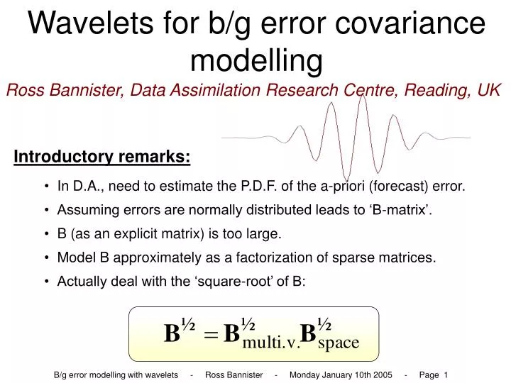 wavelets for b g error covariance modelling