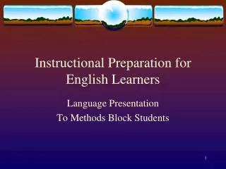 Instructional Preparation for English Learners