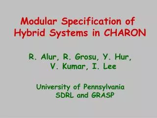Modular Specification of Hybrid Systems in CHARON