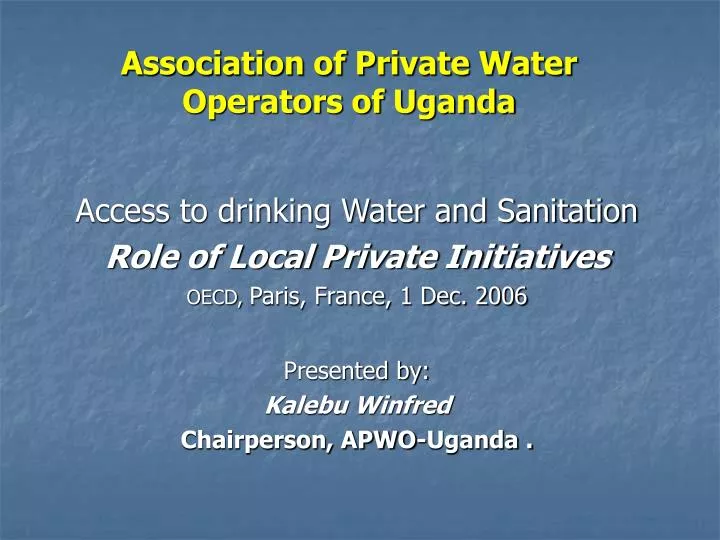association of private water operators of uganda