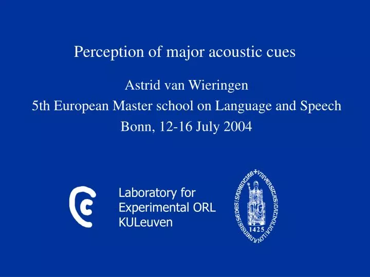perception of major acoustic cues