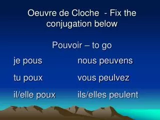 Oeuvre de Cloche - Fix the conjugation below