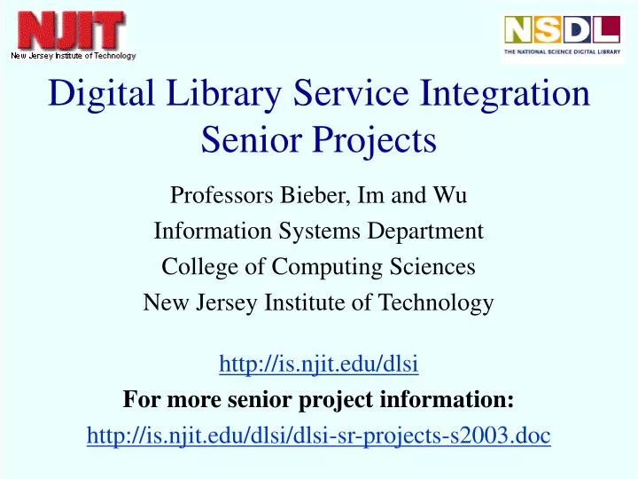digital library service integration senior projects