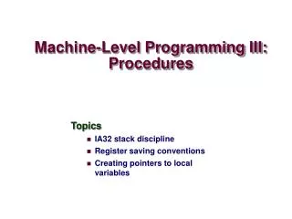 machine level programming iii procedures