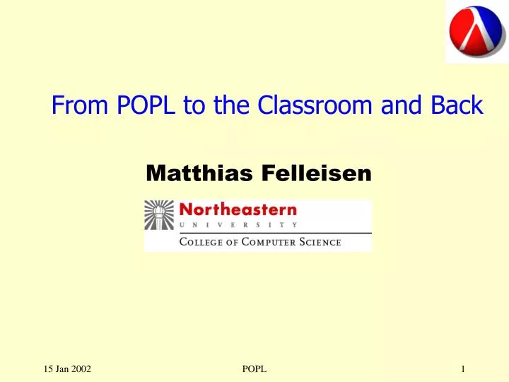 from popl to the classroom and back