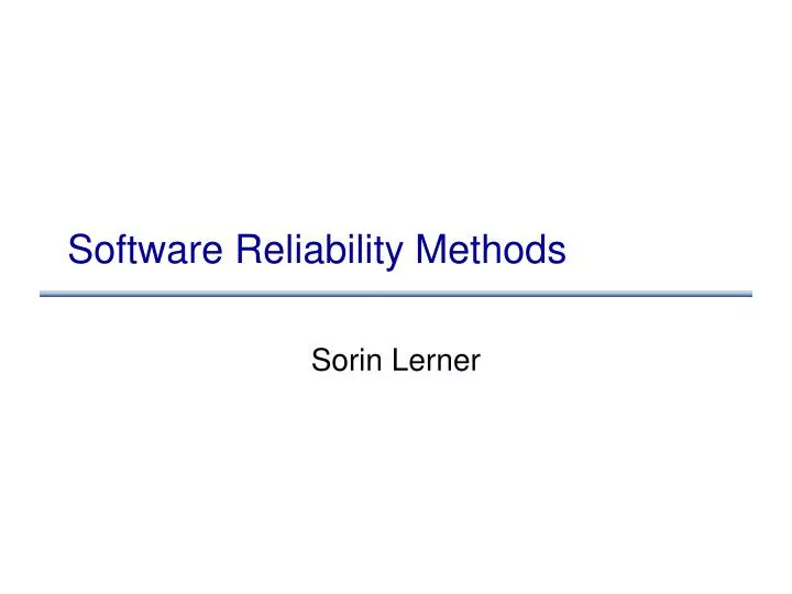software reliability methods