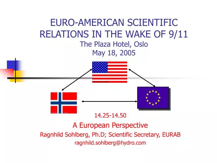 euro american scientific relations in the wake of 9 11 the plaza hotel oslo may 18 2005