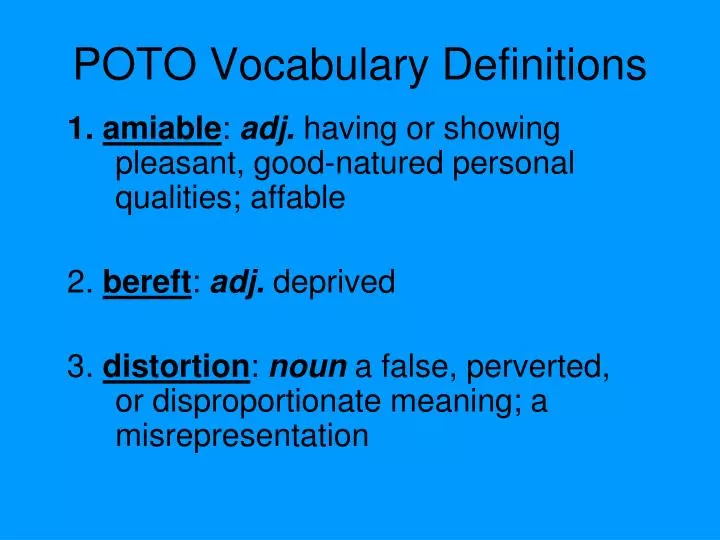 poto vocabulary definitions