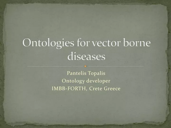 ontologies for vector borne diseases