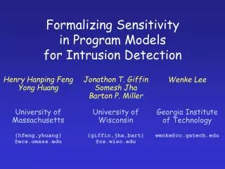 Formalizing Sensitivity in Program Models for Intrusion Detection