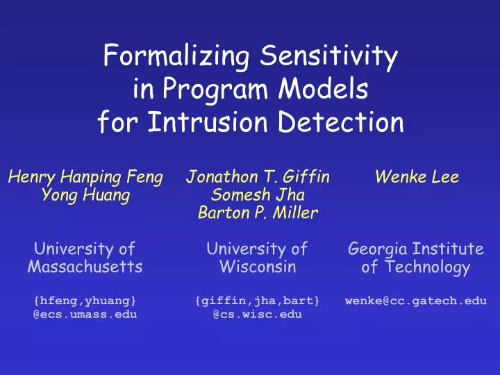 formalizing sensitivity in program models for intrusion detection