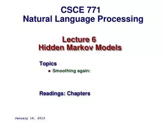 Lecture 6 Hidden Markov Models
