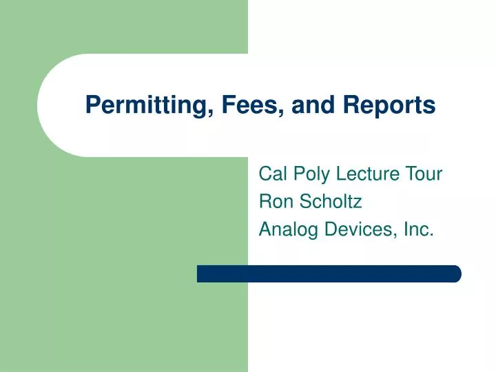 permitting fees and reports