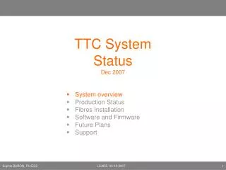 TTC System Status Dec 2007