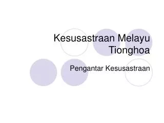 Kesusastraan Melayu Tionghoa