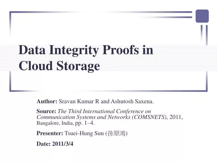 data integrity proofs in cloud storage