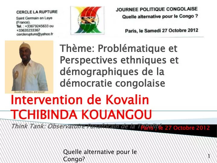 intervention de kovalin tchibinda kouangou think tank observatoire panafricain de la tribalit