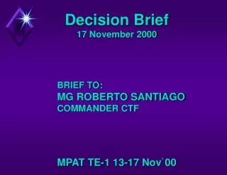 Decision Brief 17 November 2000