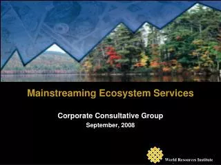 Mainstreaming Ecosystem Services Corporate Consultative Group September, 2008