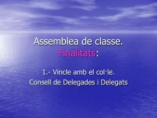 assemblea de classe finalitats