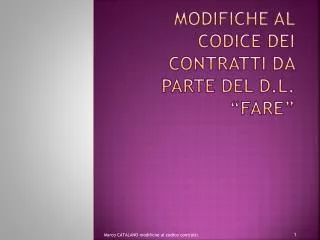 modifiche al codice dei contratti da parte del d l fare
