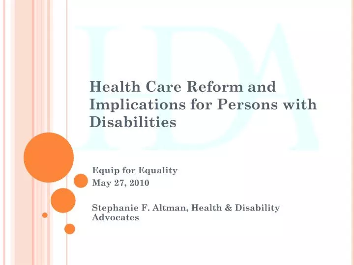 health care reform and implications for persons with disabilities