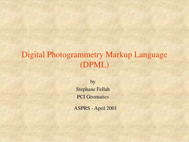 digital photogrammetry markup language dpml