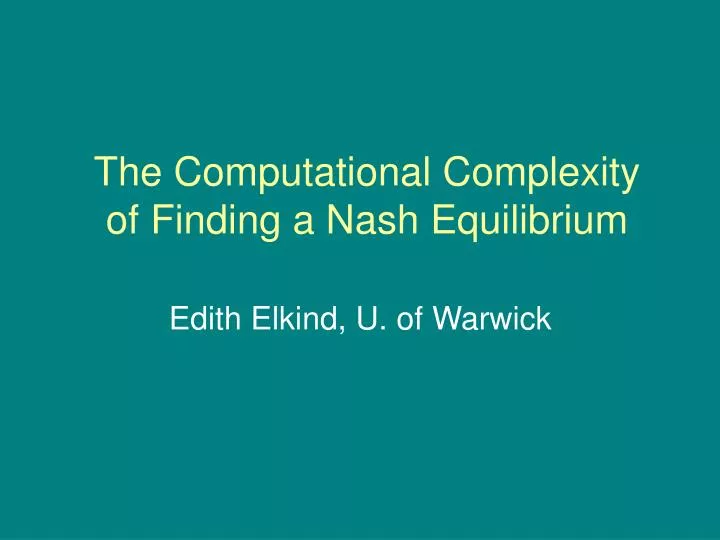 the computational complexity of finding a nash equilibrium