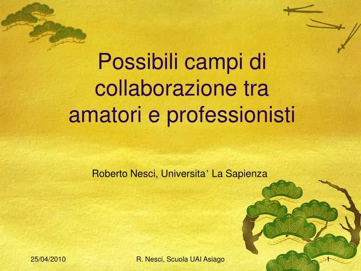 possibili campi di collaborazione tra amatori e professionisti