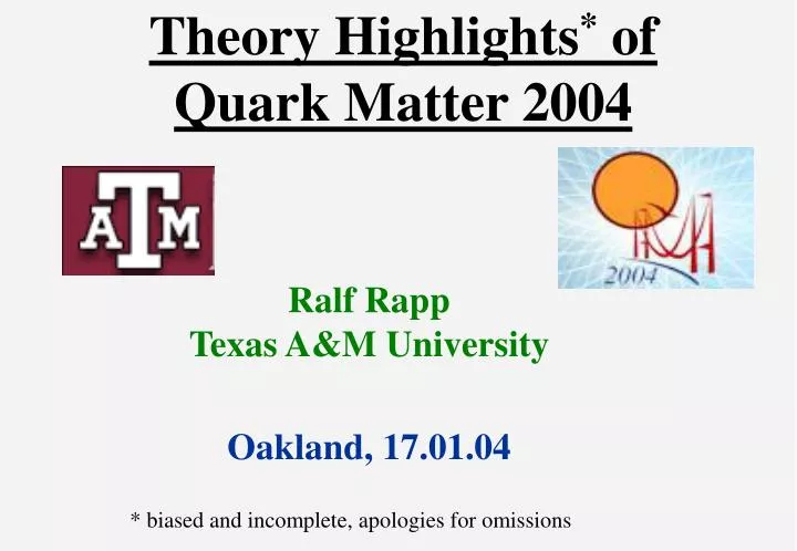 theory highlights of quark matter 2004